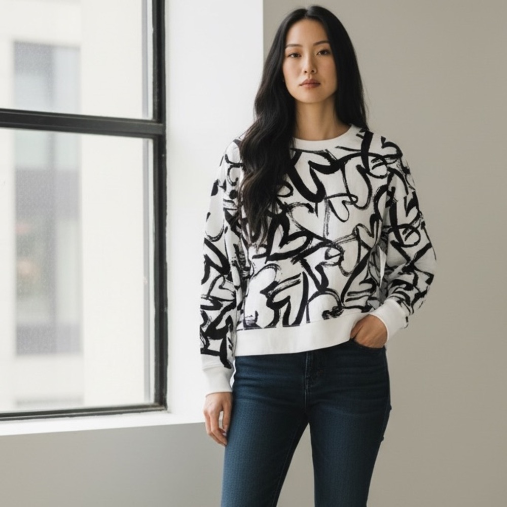 Maeve by Anthropologie Abstract Heart Pullover Sweater